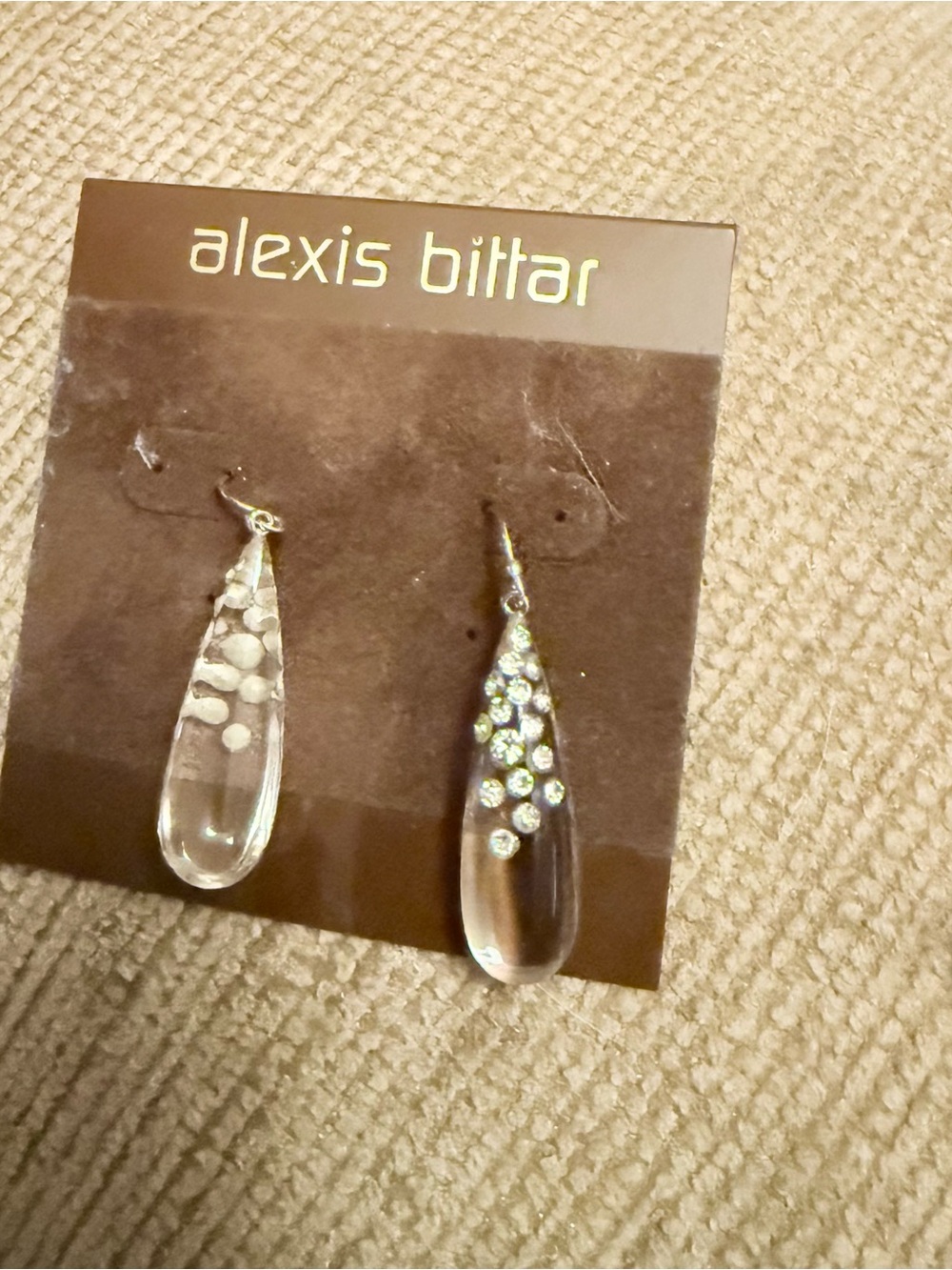 Alexis Bittar Silver-tone Drop Earrings with Clear Crystal